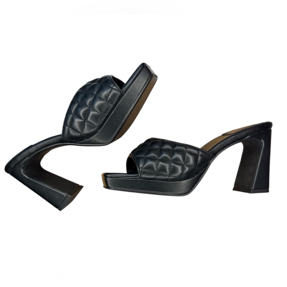 NWOT Jeffrey Campbell Nana Quilted Platform
Mule Heels In Black Size 7.5 - Picture 7 of 11